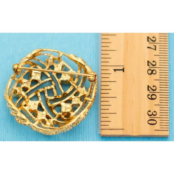 Vintage Elegant Spiral Rhinestones Gold Tone Brooch - N2 - Picture 2 of 2